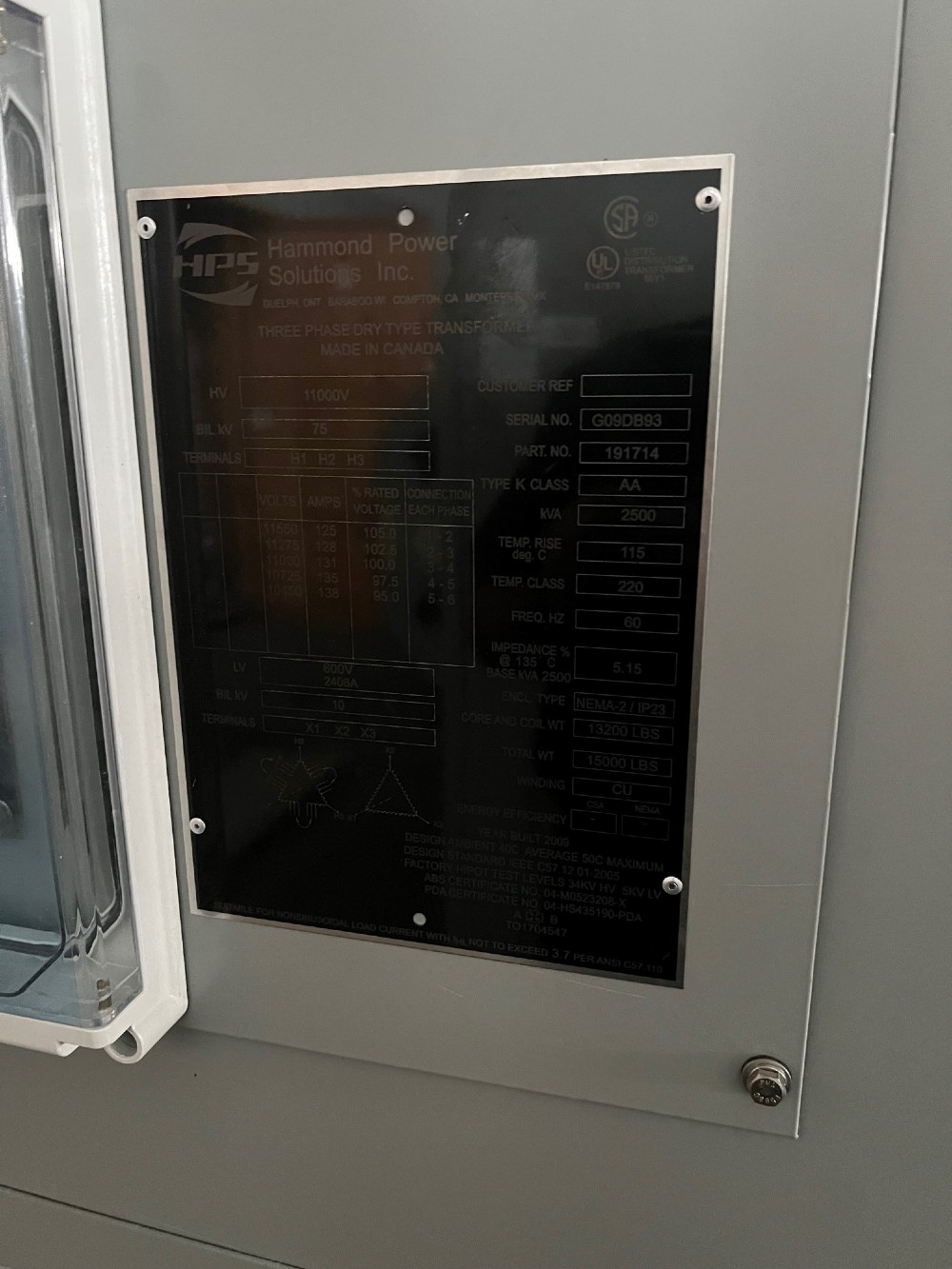 2500 KVA 11000 Primary, 600 Secondary, Wholesale Electric transformer, 3 phase, 60 Hz - Image 2