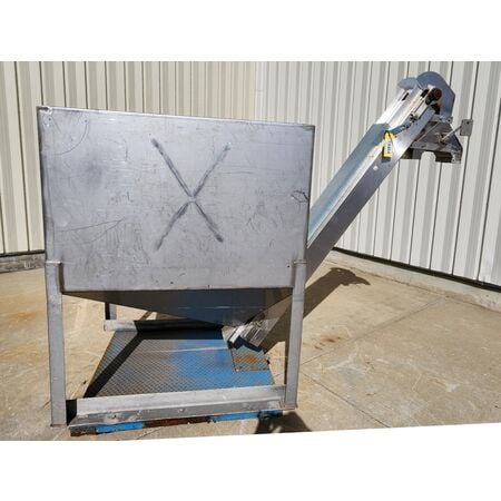 6" wide, Stainless Steel Hopper w/ Belt Conveyor Frame [part], 55 cu.ft. capacity, 48" width x 54" L w/ 36" - Image 2