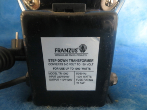 Franzus TR-1000, 1000 watt step-down transformer, 1 year warranty - Image 2