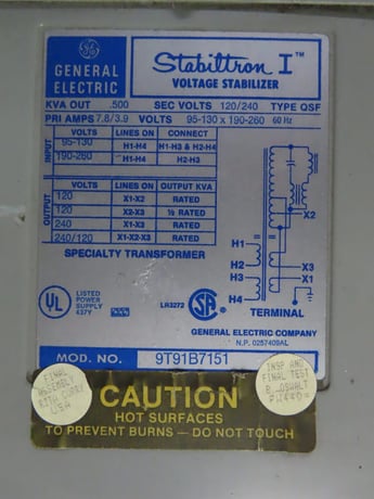 .5 KVA General Electric, 9T91B7151, voltage stabilizer 95-130 Volts, 1 year warranty - Image 5
