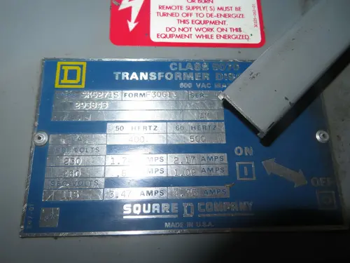Square D, SK5271S3, 600 VAC 500 VA transformer disconnect, 1 year warranty - Image 6