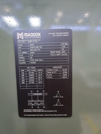 2000 KVA 23000 Delta Primary, 480 Delta Secondary, 3 phase, Padmount Transformer - Image 1