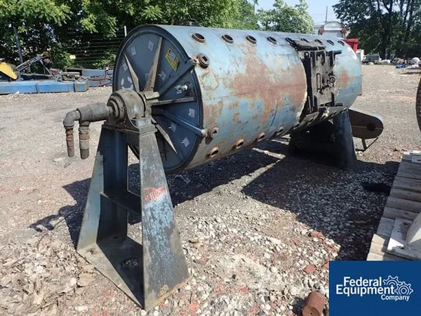 3' x 8' Paul O. Abbe, Carbon Steel ball mill, jacketed, internal lifter bars, 14 psi, 20 HP, 1755 RPM, serial - Image 4