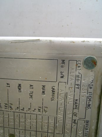 2561 sq.ft., Spiral heat exchanger, 174 psig @ 392 deg. F., 316L Stainless Steel - Image 6