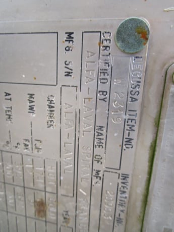 2561 sq.ft., Spiral heat exchanger, 174 psig @ 392 deg. F., 316L Stainless Steel - Image 10