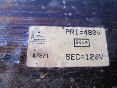 3 KVA 480 Primary, 120 Secondary, Cal Coil 7871, 1 year warranty (2 available) - Image 3