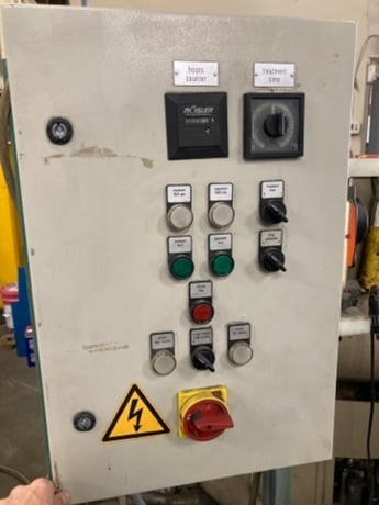 Rosler #R-125, 3 cu.ft. vibratory tumbling barrel with good controls, like new, 1993 - Image 7