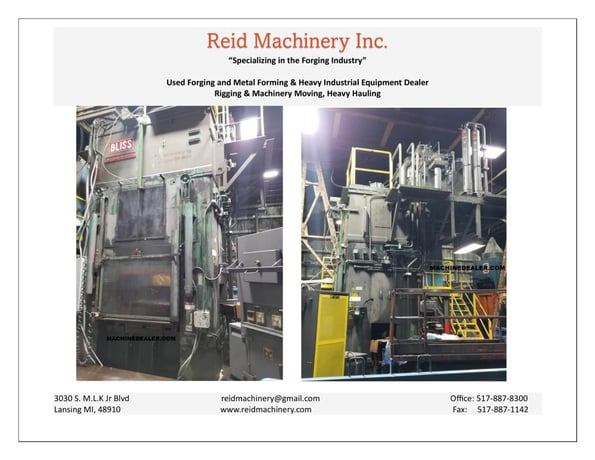 1000 Ton, Bliss #HS1000, Hydro-Dynamic Extruding Forging Press (2 available) - Image 1