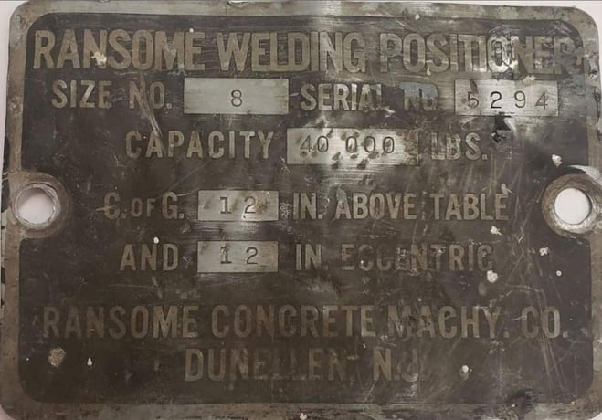 40000 lb. Ransome #8, welding positioner, 10' x 10' table, 360&deg; table rotation, pendnat controls - Image 5