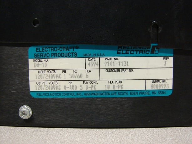 Electro Craft Craft, BRU, 200 Servo Drive, DM-10, 1901-1131, Revision J - Image 2