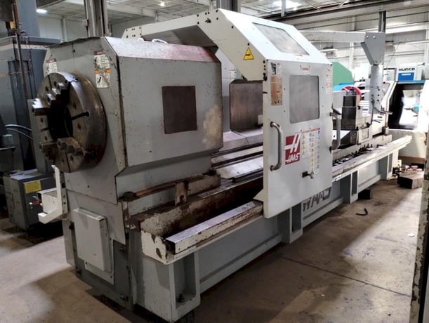 Haas #TL-4, Flat Bed CNC Lathe, 35" swing, 25" chuck, 10.8" bar, 91" centers, S/n: 3075980,2007 - Image 4