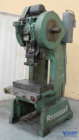60 Ton, Rousselle #6E, OBI back geared press, 2" stroke, 15" Shut Height, air clutch & brake, #62635 - Image 1