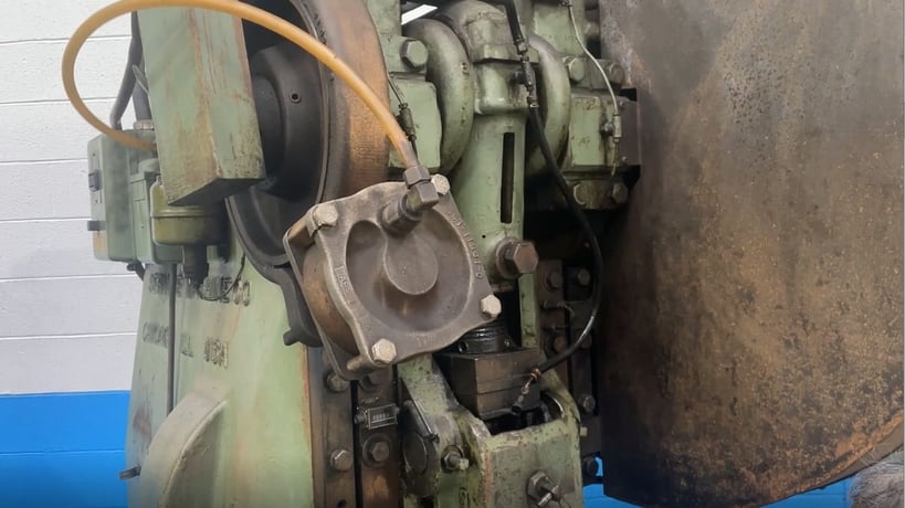 60 Ton, Rousselle #6E, OBI flywheel press, 4" stroke, 17" Shut Height, air clutch & brake, 5 HP, #75365 - Image 5