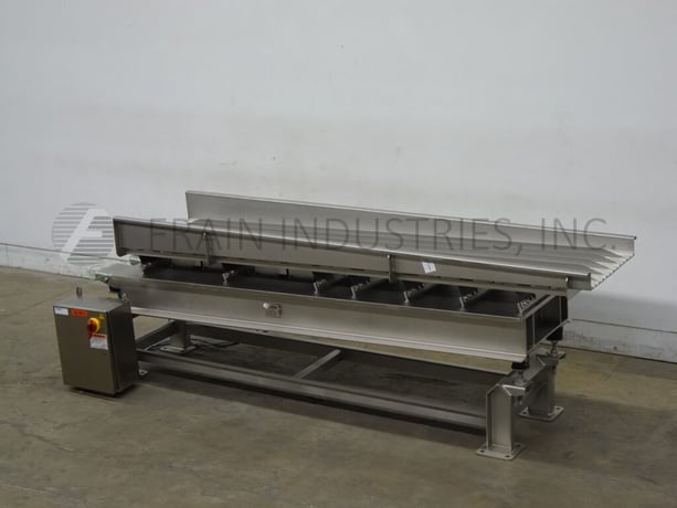 25" wide x 9.8' long, Smalley #EMC2+, Stainless Steel, trough style vibratory feed conveyor with (12) product - Image 5