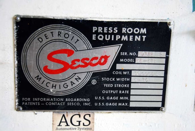 30000 lb. Sesco #55-536, coil reel & car, 36" width, 72" outside dimensions, 24" ID, 3-arm hydraulic - Image 8