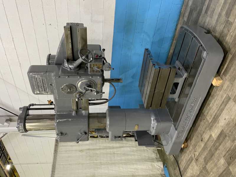 4' -11" American, radial arm drill, 35" x57" base, power elevation & clamping, 5 HP, #71937 - Image 2