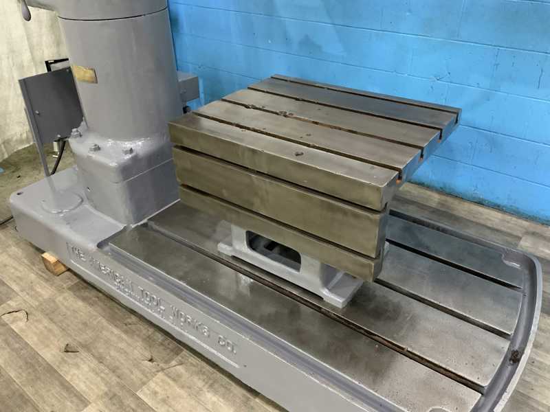 4' -11" American, radial arm drill, 35" x57" base, power elevation & clamping, 5 HP, #71937 - Image 5