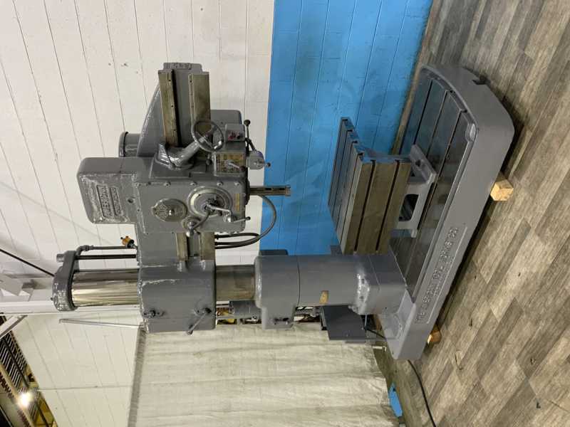 4' -11" American, radial arm drill, 35" x57" base, power elevation & clamping, 5 HP, #71937 - Image 9