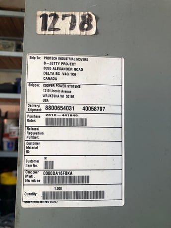 2500 KVA 12470 Primary, 2x460 Delta Secondary, Eaton Cooper Power Series substation transformer, 0 hours - Image 4