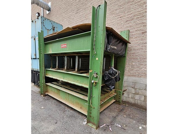 Hofer #HOP-160-K, hydraulic door/veneer heav, 63" deep x 98" long platen, (8) 3-1/4" cylinders, 32" - Image 3