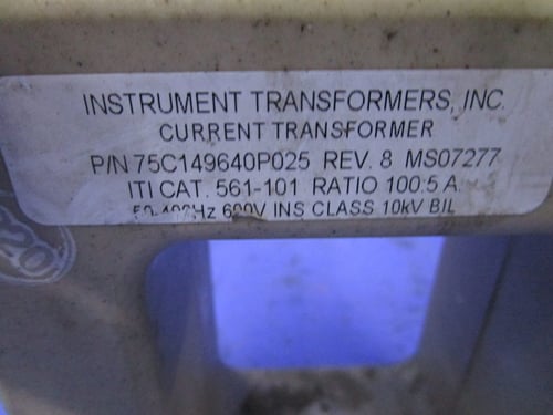 Instrument Transformers 561-101 current transformer, 100.5A ratio, 600 Volts, 50-400 Hz - Image 9