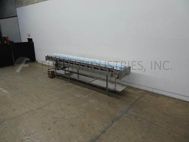 24" wide x 9.2' long, Two Rivers Enterprises, belt conveyor, 45" infeed/discharge height, 6" H UHMW product - Image 5