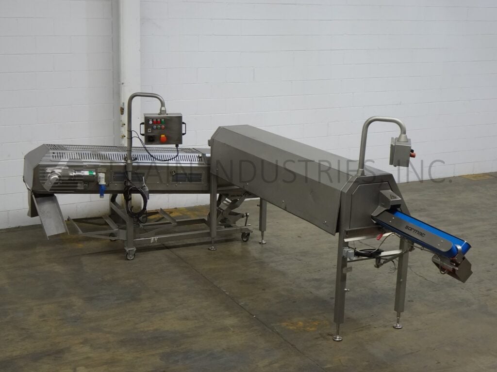 Sormac #WOS-1A/UP-8000, peeler, topper & segmentor, 75-85 pieces/minute, swing arm controller, mounted on - Image 1