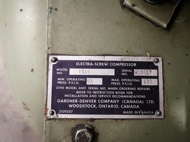 125 psi, Gardner Denver #ESDB, rotary screw air compressor, tank mounted, 15 HP - Image 4