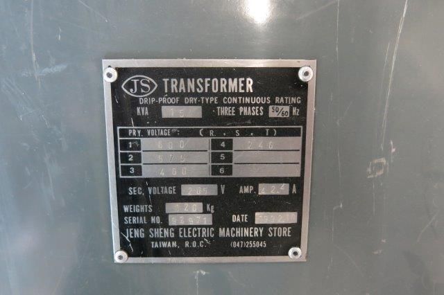 15 KVA 460 Primary, 208 Secondary, JS Transformer, serial #92127 - Image 5