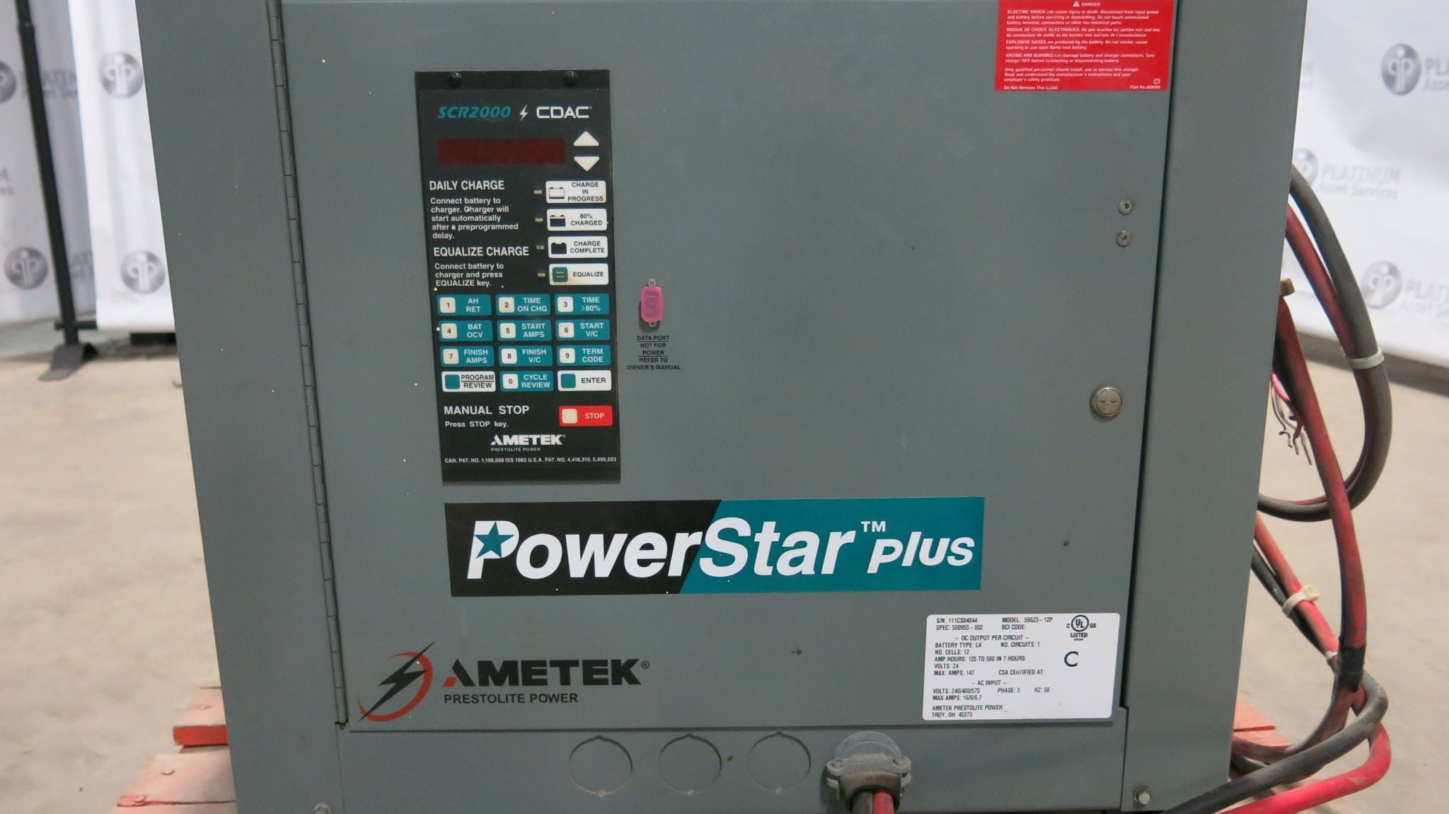Ametek Powerstar Plus #590Z3-129, automatic battery charger, serial #111CS844844 - Image 3