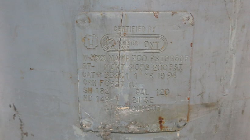 Manchester #33261, 80 gallon receiving air tank, 200 psi - Image 2
