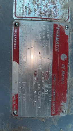 150 HP 1150/2000 RPM General Electric, Frame 506AT, Shunt, DPFG, 500 VA (2 available) - Image 2