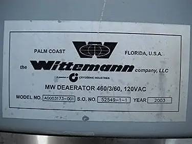 Witteman Company #A0003173-001, MW Deaerator, 100 gallon, 2' 6" H x 2' 7" diameter Tank, 2 HP - 3450 RPM - Image 8