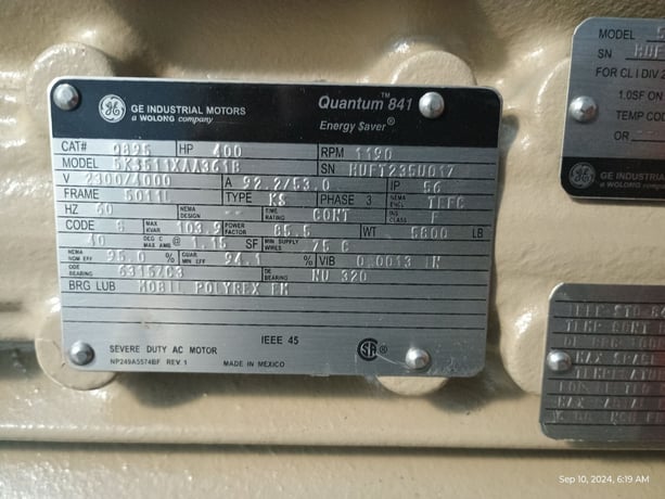 400 HP 1200 RPM General Electric, Frame 5010/11L, TEFC, Roller, IEEE 841,2300/4160 Volts, new, Q895 3 in - Image 6