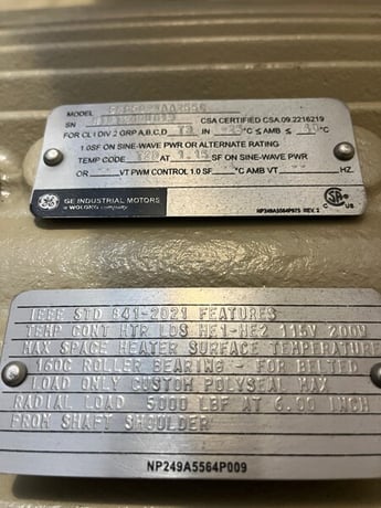 200 HP 1800 RPM General Electric, Frame 508/9LL, TEFC, Ball, IEEE 841, 2300/4160 Volts, new, Q880 - Image 2