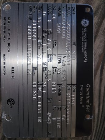200 HP 1200 RPM General Electric, Frame 508/9L, TEFC, Roller, IEEE 841,2300/4160 Volts, new, Q883 (2 - Image 3
