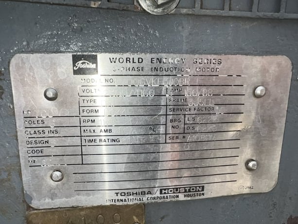 700 HP 1200 RPM Toshiba, Frame 355LL, Drip-Proof Ball Bearing, 2300/4160 Volts - Image 3