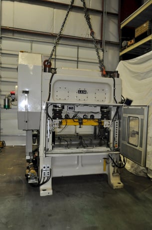 90 Ton, Lem #4508C, straight side double crank high-speed press, 3.1" stroke, 9.8" Shut Height,.11"adj. - Image 1