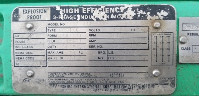 200 HP 1800 RPM Toshiba, Frame 447TZ, TEFC BB EXP, 460 Volts - Image 1