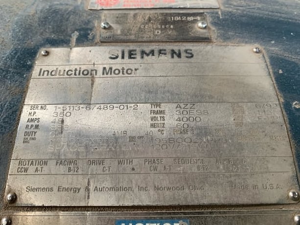 350 HP 900 RPM Siemens, Frame 30ES8, TEFC BB EXP, 4000 Volts - Image 4