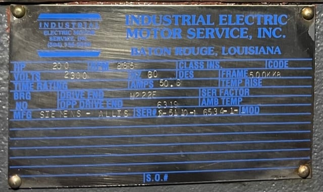 200 HP 900 RPM Siemens-allis, Frame 500KK8, WPIIBB, 2300 Volts - Image 3