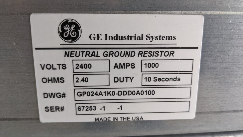 1000 Amp. General Electric, Neutral Ground Resistor, 2.40 Ohms, 2400 Volts, 10 Sec. Duty, NEW - Image 8