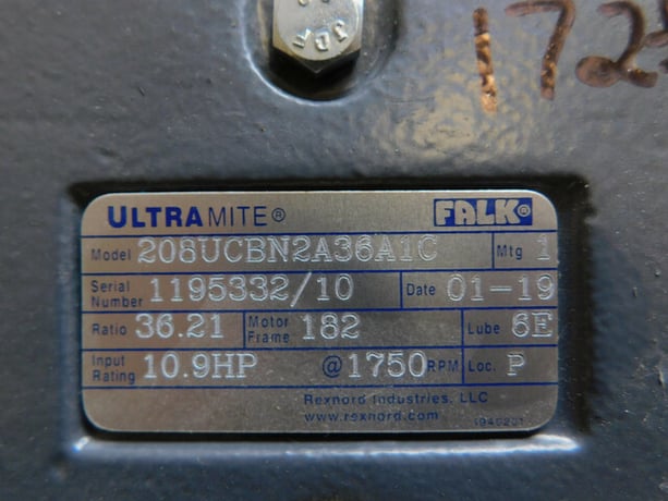 10 HP @1750 RPM, Falk #208UCBN2A36A1C, Ultramite Gear Drive box, 36.21:1 Ratio, 2" dia. x 4" L shaft, New - Image 6