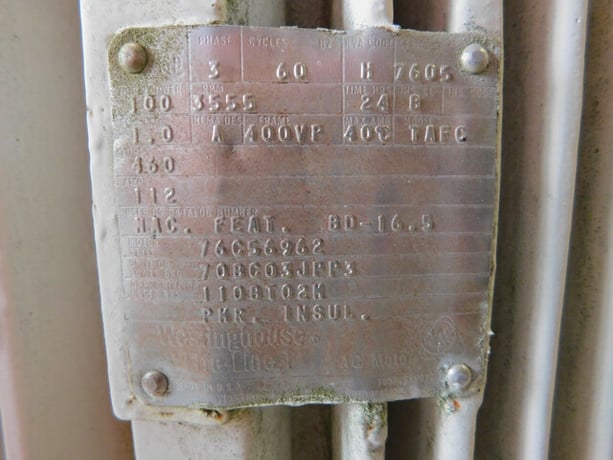 100 HP 3555 RPM Westinghouse TAFC, Frame 400VP, Vertical Motor, 460 Volts, 1 S.F., 3 phase, Used - Image 6