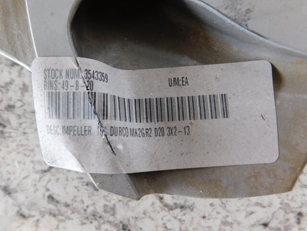 Flowserve Durco #MK2GR2 D20, Pump Impeller, 10" diameter, Size 3 x 2-13, 5 Vane, Ferralium 255, NEW - Image 8