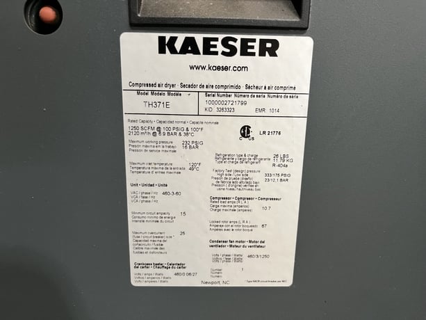 1250 scfm, Kaeser #TH371E, air dryer - Image 7