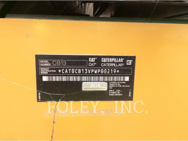 Caterpillar CB13, Twin Drum Roller, 2218 hours, S/N: PWP00219, 2018 - Image 6