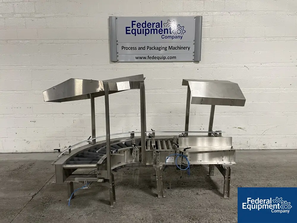 16" wide x 36' long, CPW, Powered Roller Conveyor, 90&deg; angle rubber roller segment, 1 HP, 230/460 V motor - Image 1