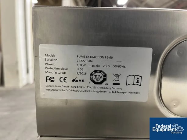 Domino #FE-60, Fume Extractor, Stainless Steel, 1.1 kW, 230 V, 2016 - Image 2