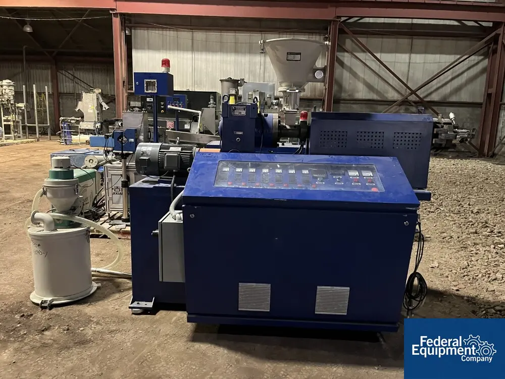 1.6" Cissco Machinery #ABS-40/28, strand extrusion line w/ single screw extruder, 28:1 L/D, 10 HP, 112' L - Image 1